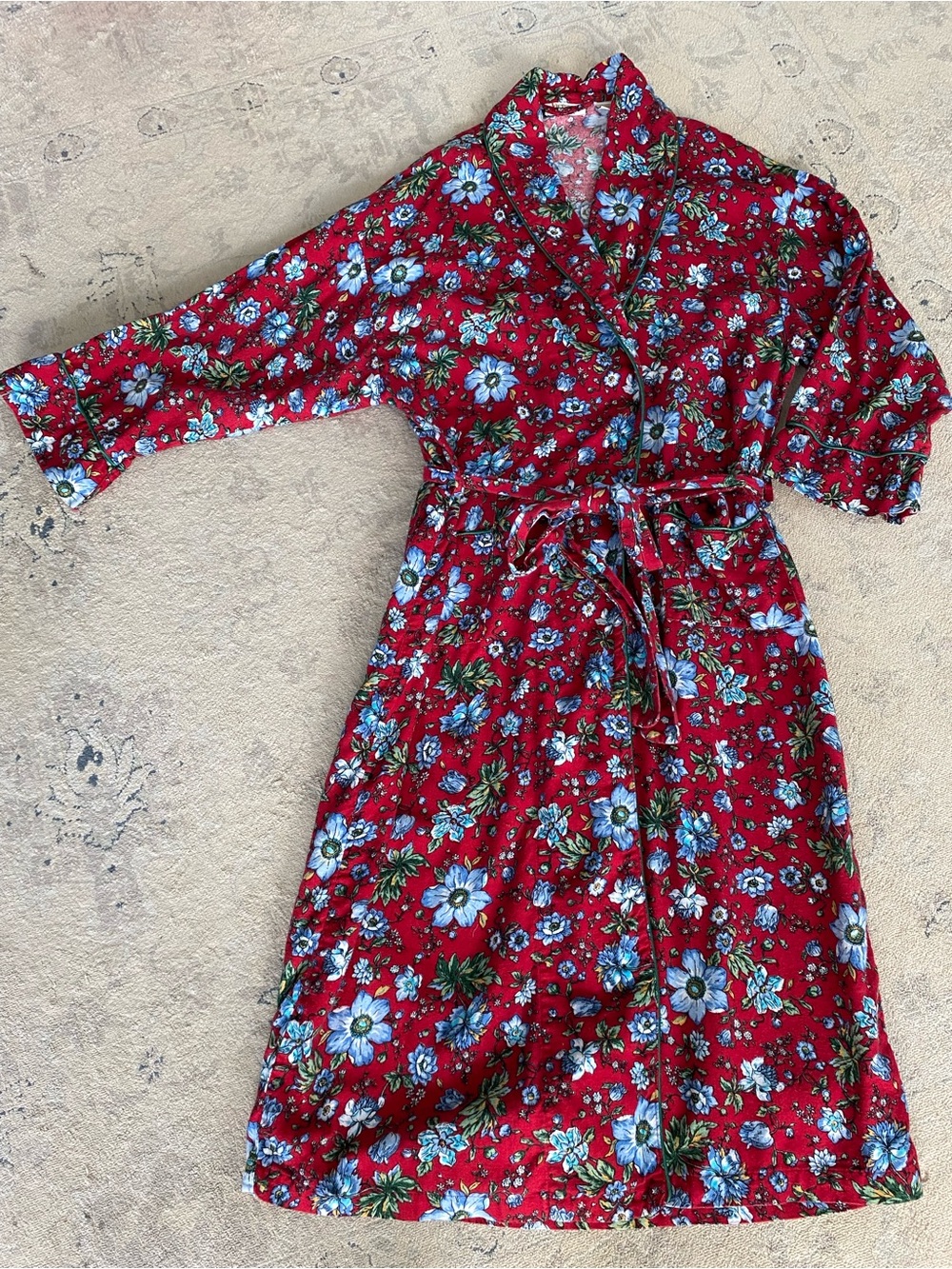 Vintage Victoria's Secret 100% Cotton Flannel Robe Floral Medium Large